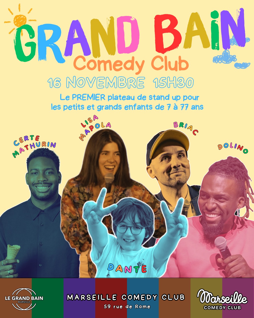 On remet ça au @marseillecomedyclub !

RDV le dimanche 16 novembre pour un fou rire garanti entre enfants et adultes. 

Plateau de folie, drôlerie et mignonnerie au programme. 

Pensez à réserver 💯